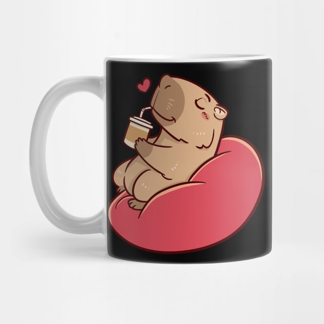 Cute capybara chilling and drinking coffee by Capybros 